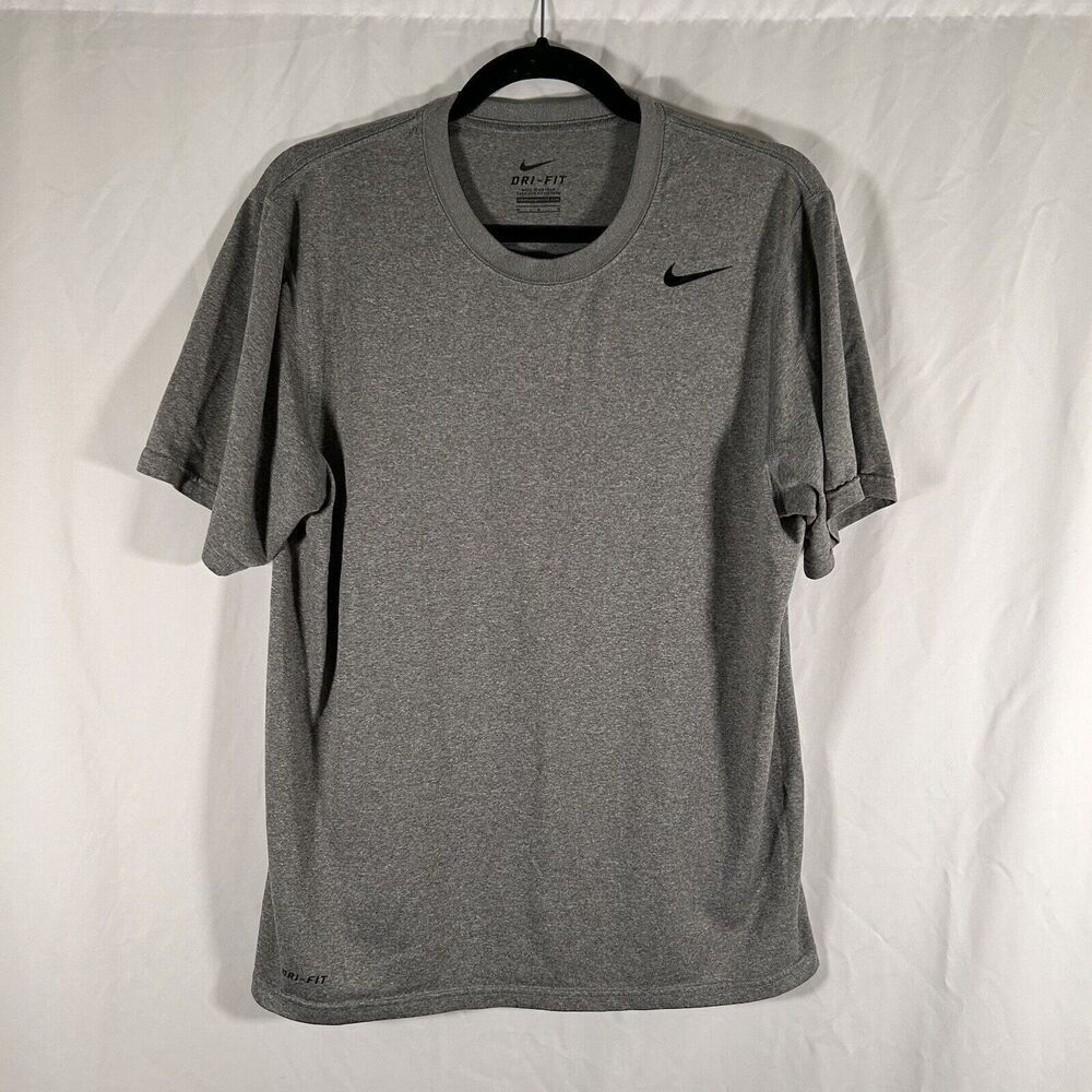 Nike Running Shirt Men's Medium Solid Grey Short Sleeve Crew Neck Athletic